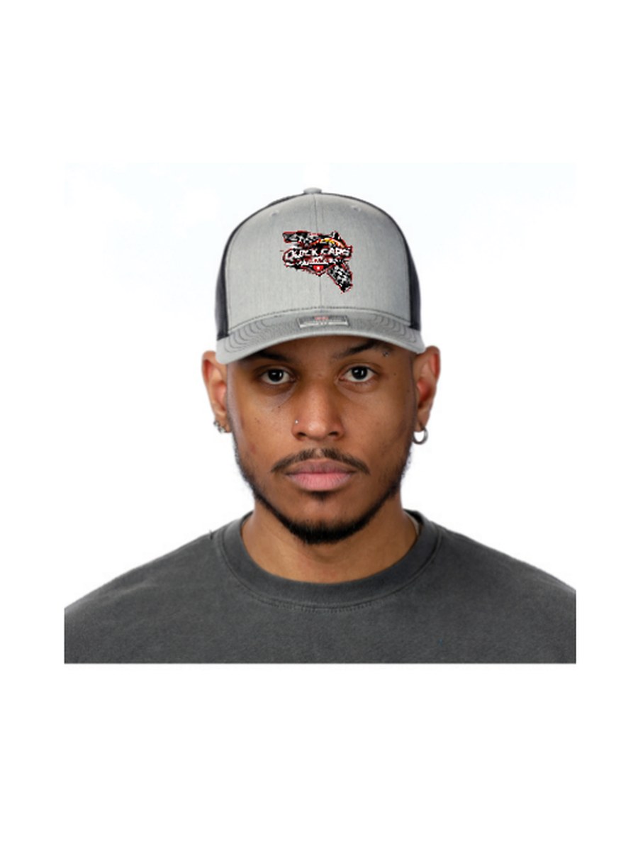 Grey and black Quick Cars Tampa trucker cap